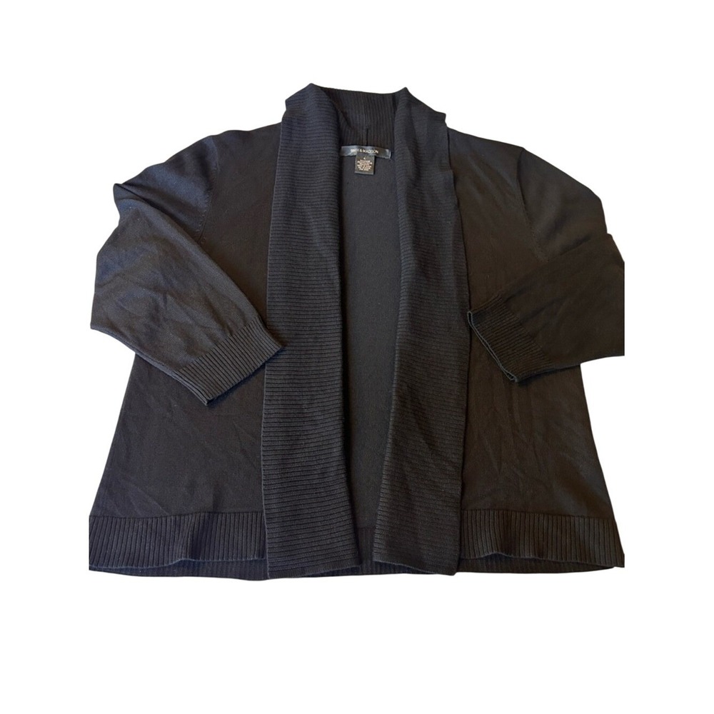 89th & Madison‎ Black Open Front Shawl Collar Cardigan Sweater Size Large - Picture 4 of 5